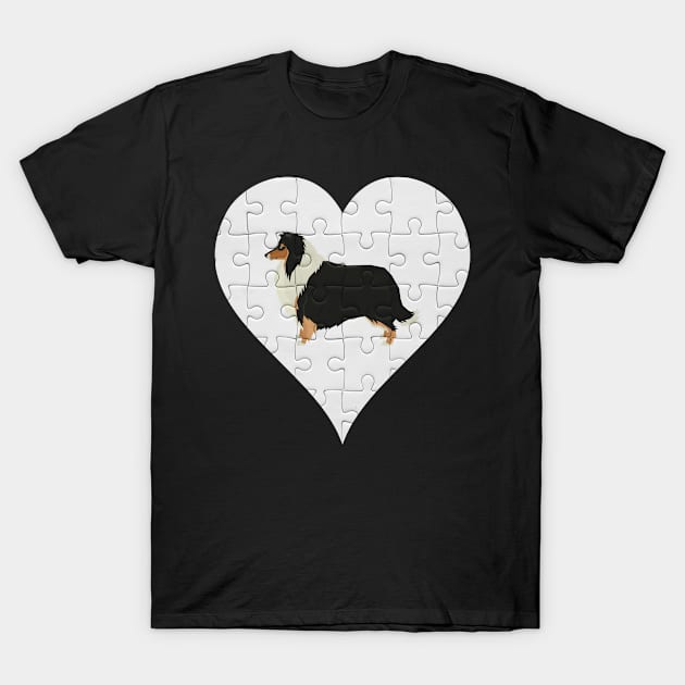 Collie Heart Jigsaw Pieces Design - Gift for Collie Lovers T-Shirt by HarrietsDogGifts